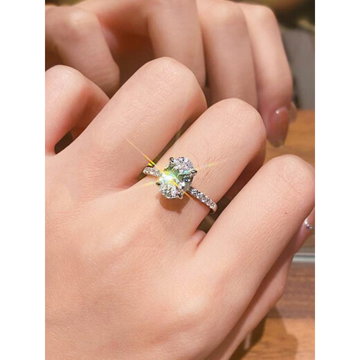 Nilan Fat Donglai same style pt950 platinum pigeon egg ring oval female light luxury elegant luxury moissanite diamond ring request 2.5 carats (with broken diamonds on the side of the ring setting) No. 8