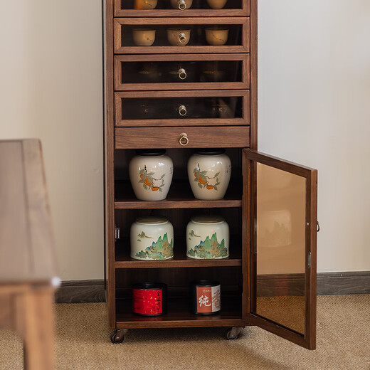 Tao Mengju solid wood dental cabinet tea set storage cabinet transparent dust-proof display cabinet toy bracelet storage cabinet tea room ancient shelf