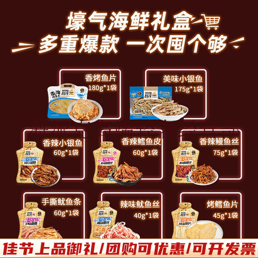 昌茂海鲜零食礼盒695g海南特产三亚鱼类即食小吃年货节送长辈朋友礼物 【伴手礼盒】信封款海鲜零食647g