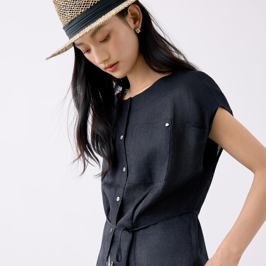 Eifli (Eifini) Eifli Flying Sleeves Krawatte Taille Top für Frauen kontrastierende Knöpfe lose vielseitiges Shirt Shirt 2025 Sommer neu