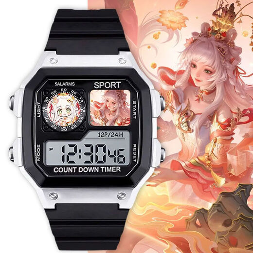 Честь Kings Xishi Small Square Waterpronation Watch Watch Electronic Watch Mute с будильницей ночной свет.