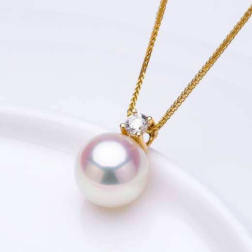 Queen of Pearls Princess Diana Style S925akoya Seawater Pearl Pendant Pearl Necklace for Women Birthday Gift S925 Silver + S925 Silver Flash O Chain 8.5-9mm