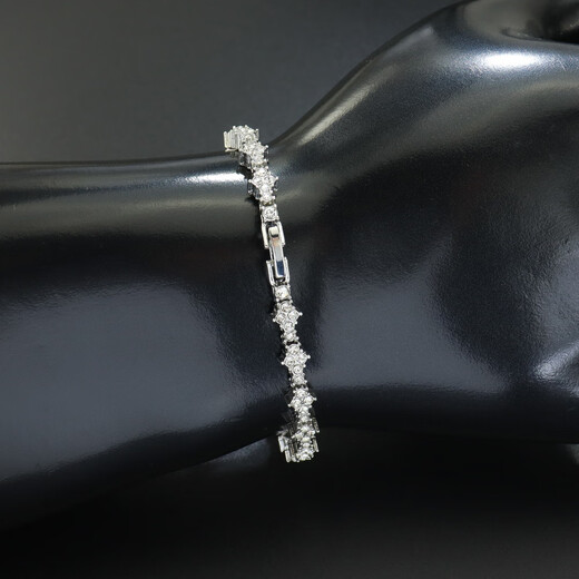 European and American ins style full diamond flower-shaped cross men's and women's trendy tennis chain bracelet bracelet TennisBracelet silver 20cm 8inch ()