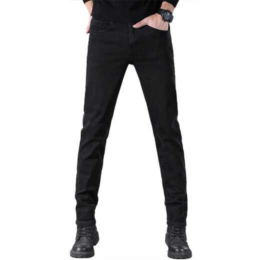 Sieben Wölfe hohe elastische Sommer-Dünne schwarze Jeans für Männerfett Männer, schlank schlanker kleiner Füße Großgröße Casual Long Hosen hellblau ZX9928 Band hohe elastische neun-Punkte-dünne Größe 30 (110-120jin [Jin beträgt 0,5 kg]))