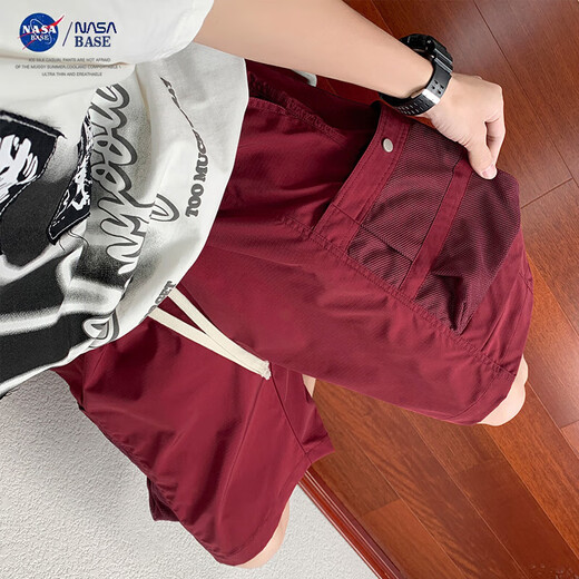 NASA [ropa de trabajo estadounidense] pantalones de moda de verano para hombres usos guapos usos mid-manga suelto de cinco puntos de cinco puntos HL-6210 light khaki l