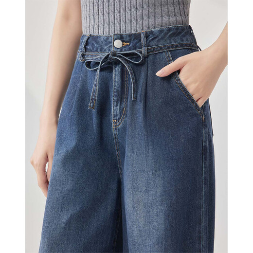 IEF/Aiyifu pants 2025 summer and autumn new Hong Kong style retro casual commuting versatile denim wide-leg pants