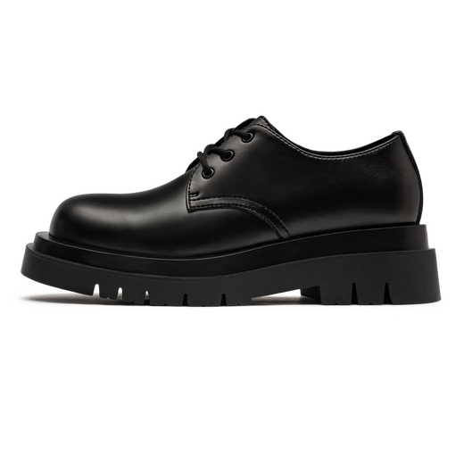 Madden Derby Shoes Thick Sole Heightening Shoes Men's and Women's Casual Leather Shoes Genuine Leather British Style Large Toe High Top Versatile Martin Boots Glossy Black (One Size Larger & 5cm Height Increase/Versatile) 80% Users Choose Men's Size 41