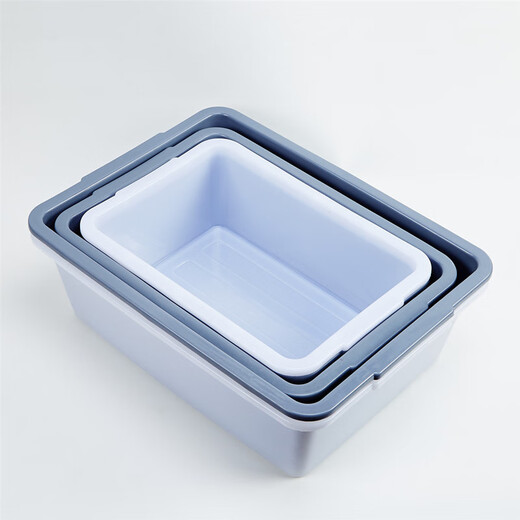 Kommerziell weiße gefrorene Becken Küche Küche Waschen von Gemüse, Obst und Gemüse quadratischer Rahmen Langes Basin weißes Plastik -Basin -Aufbewahrungskorb ist extra großes Weiß 693 [61*42,5*17.5