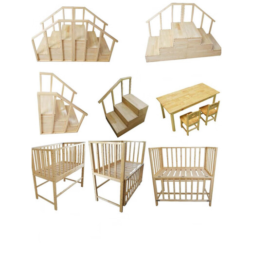 General Electric (GE) Child Development Screening Bed Test Cot Solid Wood Fence Bed Children's Examination Bed Child Heart Scale Assessment Single Handrail Two-Way Wooden Ladder