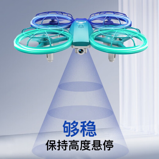 Concours de drones sans licence pour les élèves des écoles primaires, quadcoptère télécommandée, drone pour le concours des jeunes, des écoles primaires et secondaires, Blue <paddle à deux lames modifié [Pro No Aerial Photography + Storage Bag] Ensemble à trois électriques [3 électricité au total]