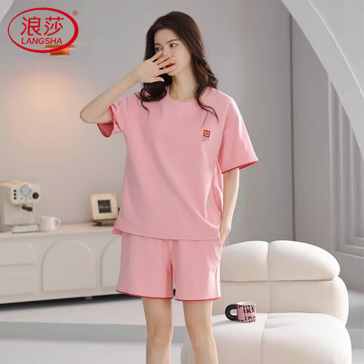 浪莎（LangSha）2025年夏季新款睡衣女纯棉短袖甜美休闲运动家居服套装 Z9859 M 【建议80-100斤穿】
