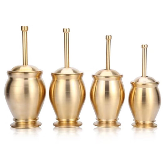 Pure copper mashing jar, pestle, medicine cup, mortar, mortar, mortar, mortar, brass cup, masher, garlic paste grinder, LWX solid brass mashing jar, medium size