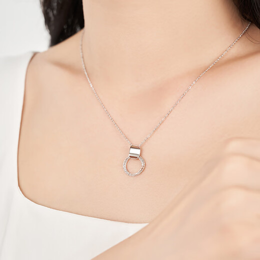 Ming brand jewelry platinum Pt950 white gold platinum wire Yongcan necklace gift for women BFR0148 chain length about 40+2.5+3 cm about 4.17 grams