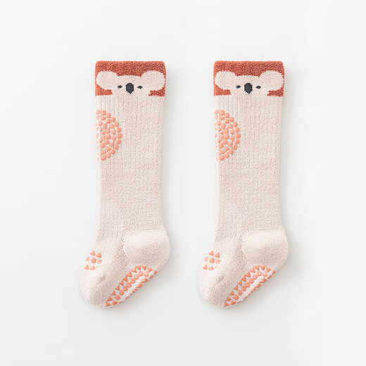 Autumn and winter thickened baby stockings, baby socks, children's over-the-knee socks, class A stockings, non-slip toddler floor socks, orange koala, 1-3 years old, M size, 1-3 years old