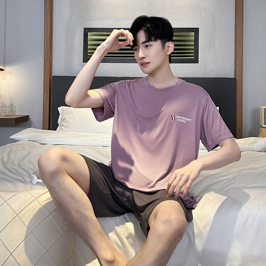 UKUHPK夏季男士莫代尔短袖凉感家居套装 9721 【莫代尔男款】 L 100-130斤