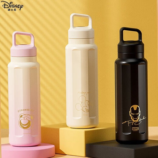 Disney Children's Strawberry Bear Thermos 316 Stainless Steel Direct Drink One-click Open Lid Primary School Student Portable Hand Carrying 15042T Strawberry Bear Press Direct Drink Thermos 570 570ML