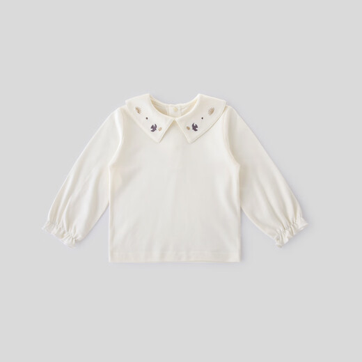 Bali Piggy Girls' Tops Spring and Autumn Modal Children's T-Shirts Infants and Toddlers Sweet and Cute Doll Collar Tops Autumn Baby T-Shirts Beige 100