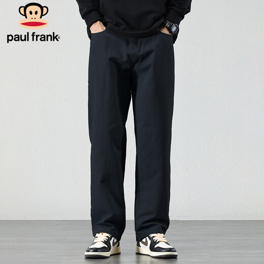Big mouth monkey (paul frank) casual pants men's autumn and winter straight pants men's simple trendy brand Korean wide-leg men's pants long pants black XL