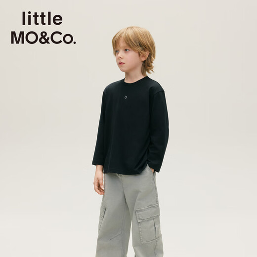 little MO&Co.凉感防晒防螨 little moco童装25秋装新款儿童长袖t恤亲子装上衣 黑色 凉感防晒防螨 160 160/76