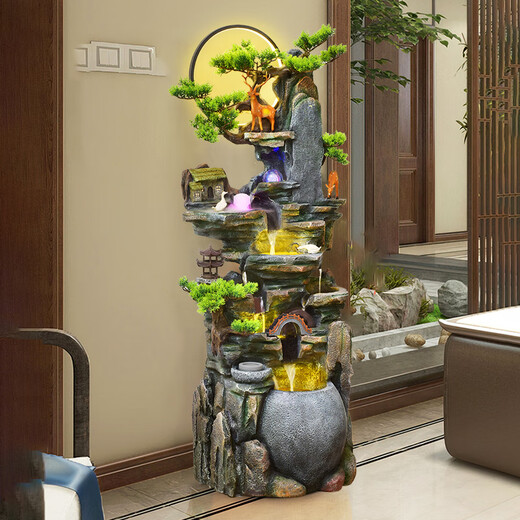 Pangdonglai quality large-scale floor rockery flowing water fountain ornaments living room cash feng shui wheel humidifier Gaoshanyun 9926 small 106CM