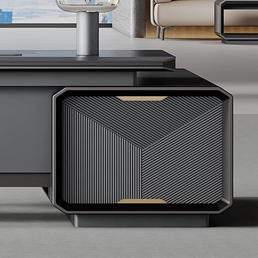 Technological boss desk, office desk, high-end president desk, simple and modern office manager desk, painted desk desk and chairs, 2.4m single cabinet boss desk