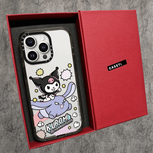 
CASETIFY joint brand Kulomi letter magnetic suction MagSafe couples suitable for iPhone16promax mobile phone case Apple 15plus premium sense 14pro anti-fall 13 transparent protective case CASE [CS#12171 Kulomi Feitian] upgraded version black frame + iPhone