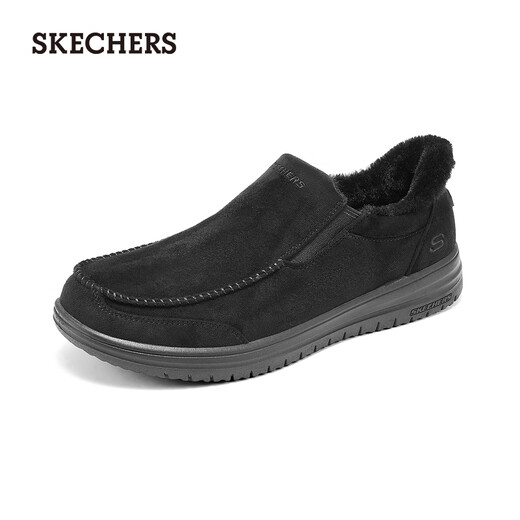 Skechers flash shoes | Winter new men's shoes, comfortable casual shoes, warm plus fleece cotton shoes, snow boots 205606, all black/BBK 41