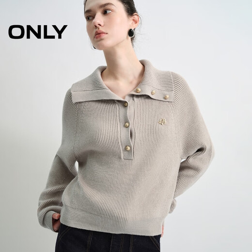 ONLY 2025 Autumn Elegant and Intelligent Raglan Sleeve Solid Color Large Lapel Sweater for Women|125313027