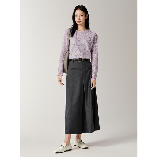 JUZUI French elegant quiet luxury style lace sequin top for women 2025 autumn new style JTFQ80103 light purple L