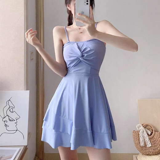 Jin Bingsheng swimsuit women's summer sexy one-piece fairy swimsuit covering belly and slimming seaside vacation sun protection suit large size swimsuit blue and purple swimsuit cover-up + swimsuit + bottoms one size fits all recommended 75-120 Jin Jin is equal to 0.5 kg