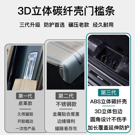 门槛条适用丰田25款汉兰达皇冠陆放迎宾踏板贴碳纤改装用品保护条 22-24款汉兰达*混动版【内外置门槛条+内外置护