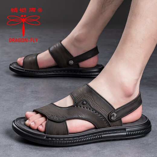 
Dragonfly brand sandals men's summer new men's sandals outdoor dual-purpose non-slip Vietnamese casual beach shoes men's trend 9715 gray 38