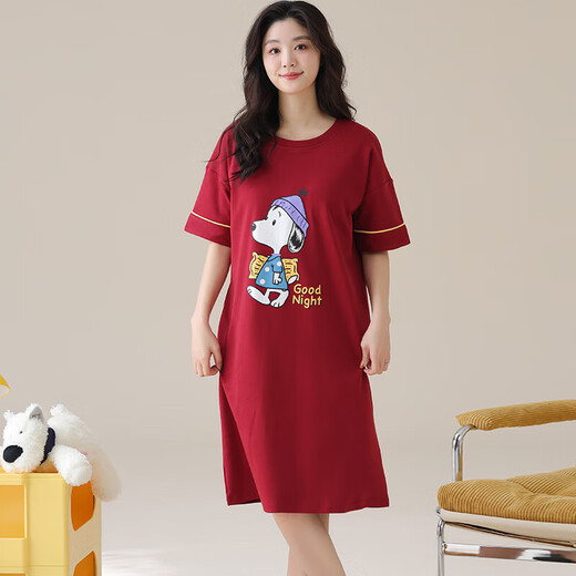 Pang Donglai DL Nachthemd für Frauen Sommer Kurzarm mit mittlerem Stil mit mittlerem Längen und Fett und großer großer Fett MM200jin [Jin entspricht 0,5 kg] Dünnes Modell für Frauen schwangere Frauen Pyjamas F6626 M (80-100jin [Jin gleich 0,5 kg]))