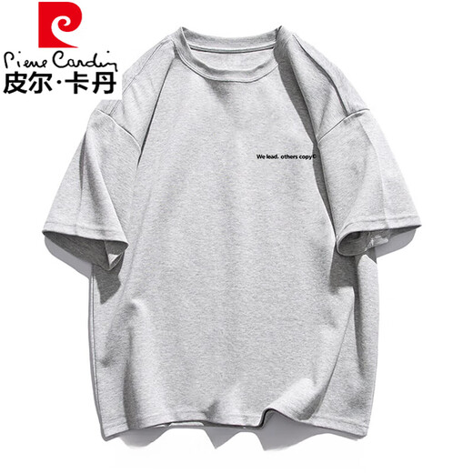 
Pierre cardin 2025 short-sleeved T-shirt American men and women summer round neck loose casual versatile trendy couple five-point sleeve half-sleeved t TY6630 black S [Suggestion: 80-110Jin [Jin equals 0.5 kg]]