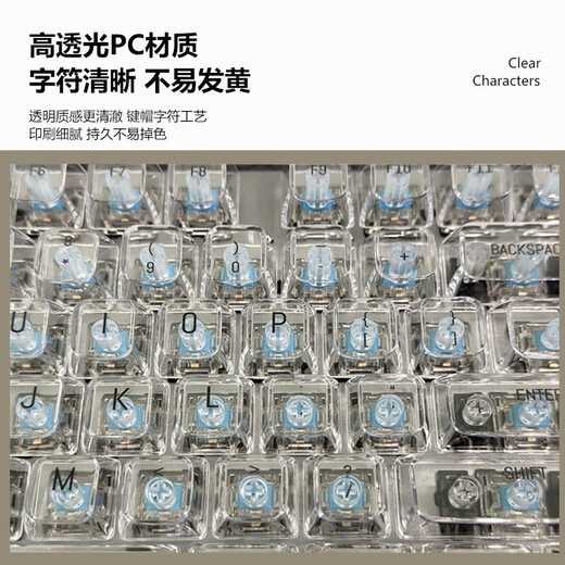 罗技845有线透明机械键盘办公游戏电竞背光高颜值男女生青茶红轴 墨河黑透 茶轴