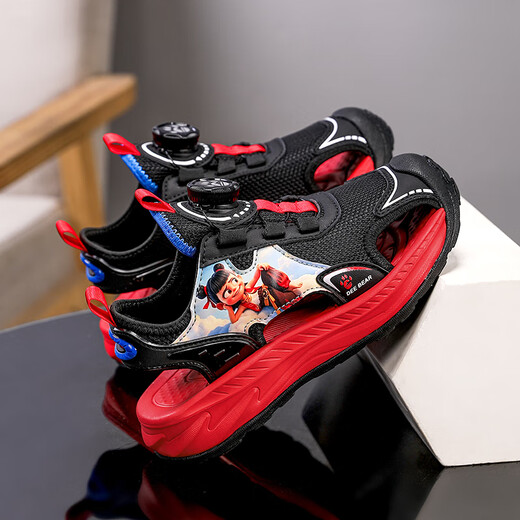 
Hongxing Tong Ke Boys Sandals 2025 Nezha Sports Sandals Men's Outdoor Baotou Anti-Kicking Casual Beach Shoes Black and Red/983/[Bao Too Anti-Kicking] Nezha 32 Inner length is about 20.4cm