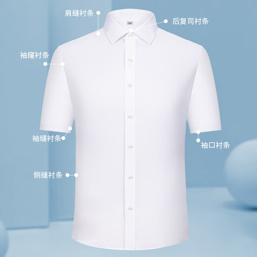 CEO雅戈尔短袖衬衫男夏季商务职业正装中青年时尚休闲翻领开衫打底男 DX6628款 40