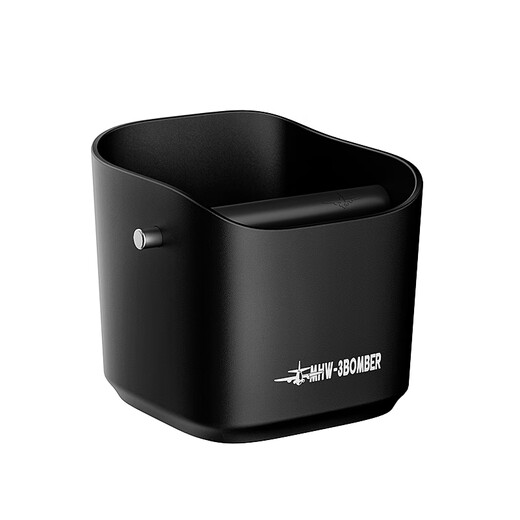 MHW-3BOMBER bomber coffee grounds bucket, home bar desktop trash can, espresso machine waste powder residue knocking bucket residue box, anti-powder residue splashing small square residue bucket-dazzling black