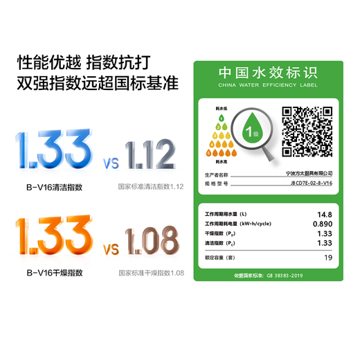 FOTILE dishwasher built-in patented high-energy bubble washing 02-V16/v16Max household 19/21 sets upgraded large capacity independent steam sterilization first-level water efficiency 02-B-V16 19 sets large capacity/1.33 high washing ratio