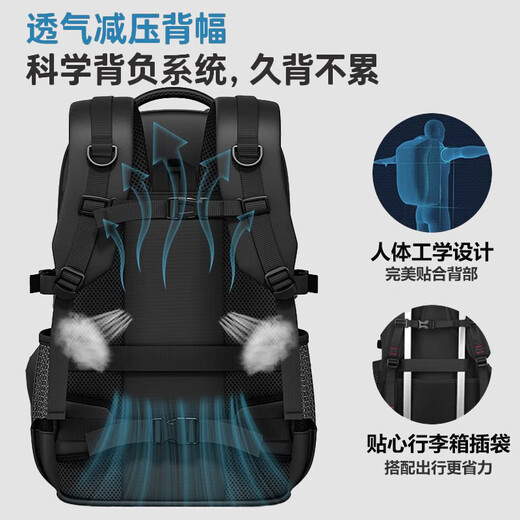 Pull back men's large-capacity backpack, multi-functional business trip bag, outdoor mountaineering bag, casual business luggage backpack