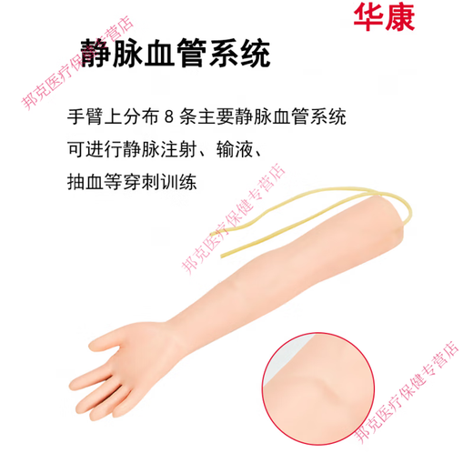 Arteriovenous puncture and infusion arm model with indwelling needle for nurses to practice needle insertion and intramuscular injection S short arm + cloth bag
