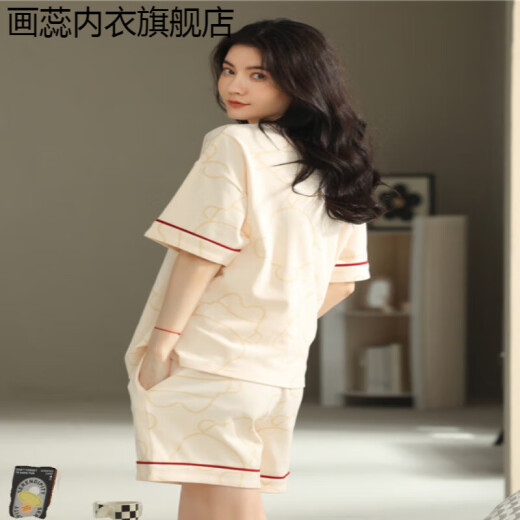 画蕊睡衣女款夏季纯棉短袖短裤可外穿2025年新款家居服套装 9859 均码 XL码建议120-140斤穿
