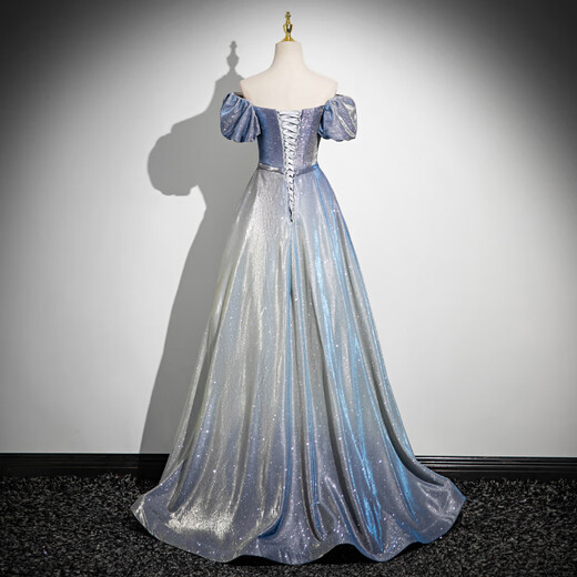 Wutuo light wedding dress starry sky gradient evening girl new host dignified atmosphere adult ceremony annual meeting light luxury niche voice WLN24063 gradient starry sky color 2XL