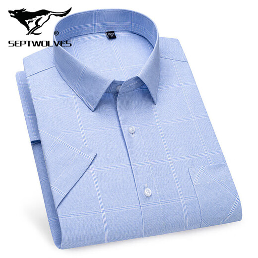 Sieben Wolfs 2025 Sommer Herren-No-Lösungs-Kurzarm-Shirt mit mittleren Altersgeschäften im mittleren Alter Profi Kleidung Fashion Comfort High-End-Baumwoll-Shirt DX6629 38