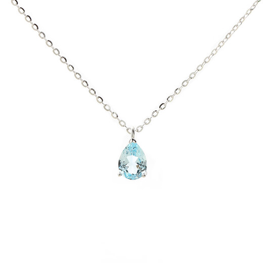 Fat Donglai's same style blue topaz, free certificate, 925 silver crystal water drop necklace for women, sky blue pendant, water drop necklace, silver + topaz