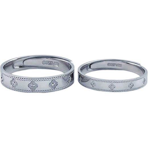 Lao Fengxiang platinum lucky four-leaf clover ring engagement ring ring for girlfriend and wife anniversary birthday gift 2025 live (about 8.92g)