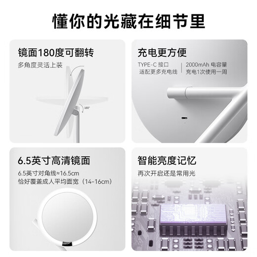 AMIRO makeup mirror mini desktop led with light fill-in desktop mirror vanity mirror with light MINI_3_Sakura Pink