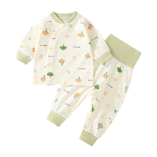 Baby autumn clothes and autumn trousers pure cotton suit for men and women baby split-free pajamas spring and autumn children's underwear set boneless baby tree 90cm