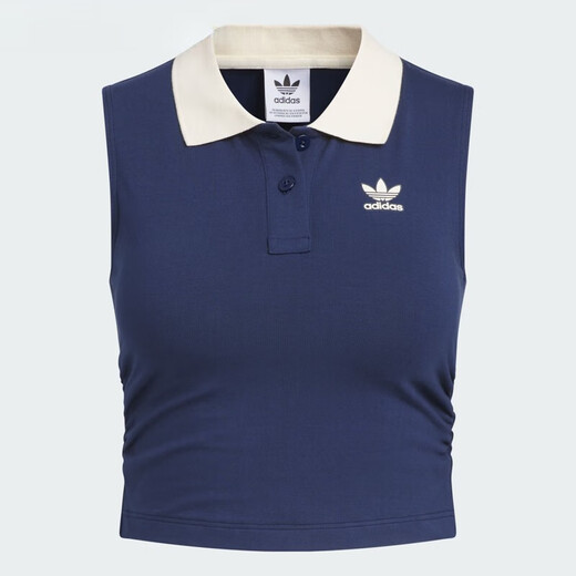 Женская ткань Adidas Clover 2025 Осенью Новая Горячая Девушка Короткая узкая лацканая мягкая жилет KE3893 KE3894 Light Green_han yu White_vest_back