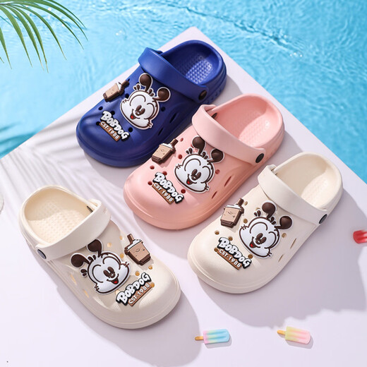 Babudou (Bobdog) Kinderlochschuhe 2025 Sommerjungen tragen Hausschuhe für Frauen kleine, mittlere und große Kinder tragen resistente Sandalen Strandschuhe Deep Baolan 26-27